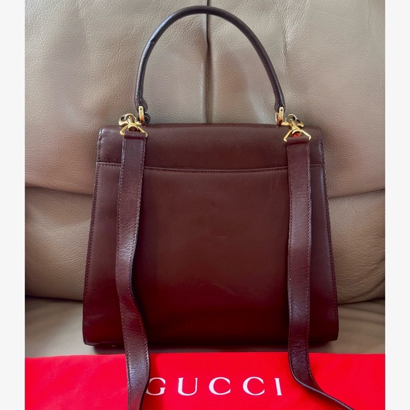 Certified Authentic Vintage Gucci Kelly Lock Key Brown Leather Shoulder Bag, COA - Picture 2 of 12